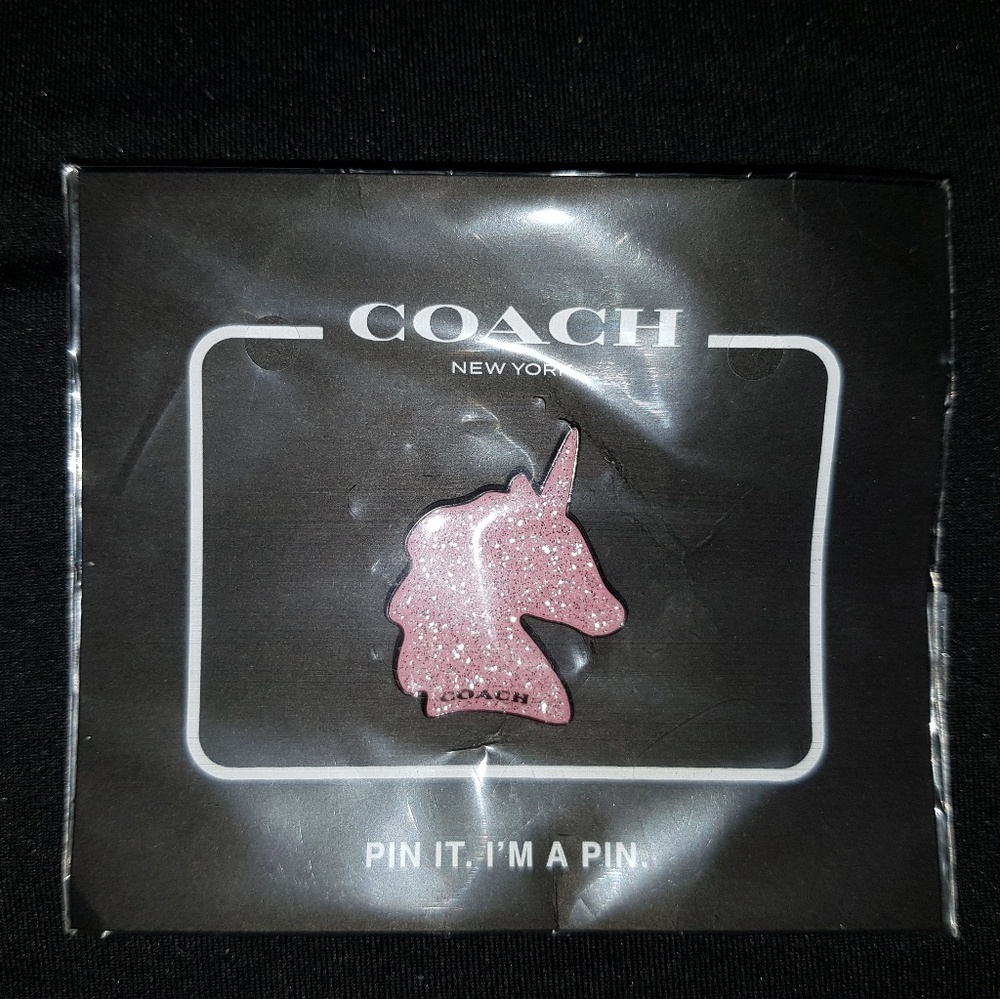 Coach New York Glam Sparkle Pink Unicorn Pin NWT